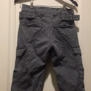 Like New! TNT boys Cargo Fine stripe pants pockets galore size? see measurements